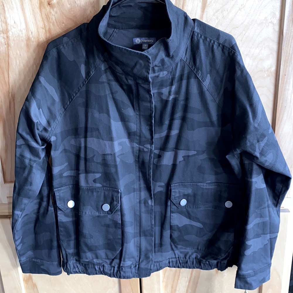 Democracy Jacket: Black and Gray Camo: Size Medium/ still had tags on it